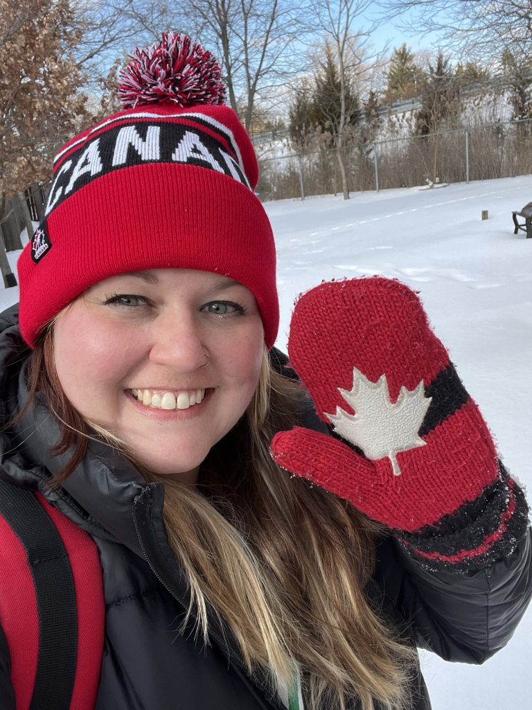 Sarah Masters wearing Olympic Toque and Mittens