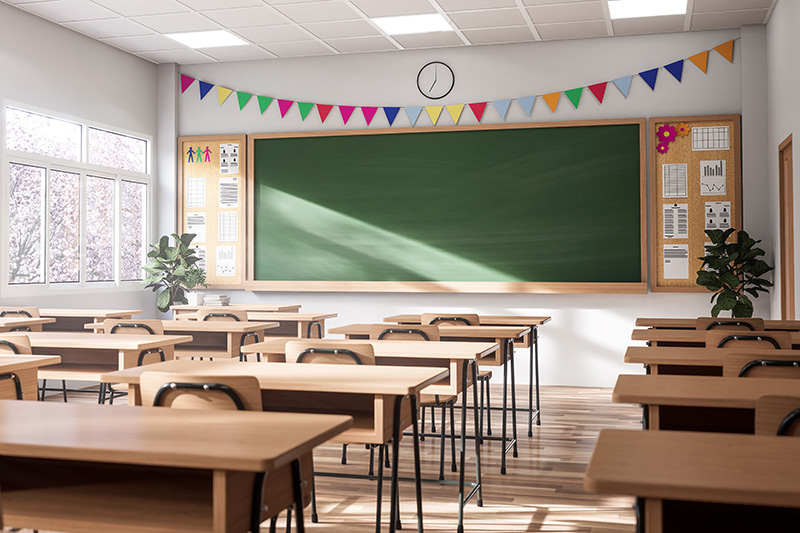 empty classroom waiting for the first day of school